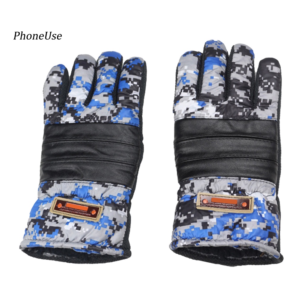 Găng Tay Da PU Hoạ Tiết Rằn Ri Chống Gió Chống Thấm Nước Chống Mài Mòn Phong Cách Thể Thao