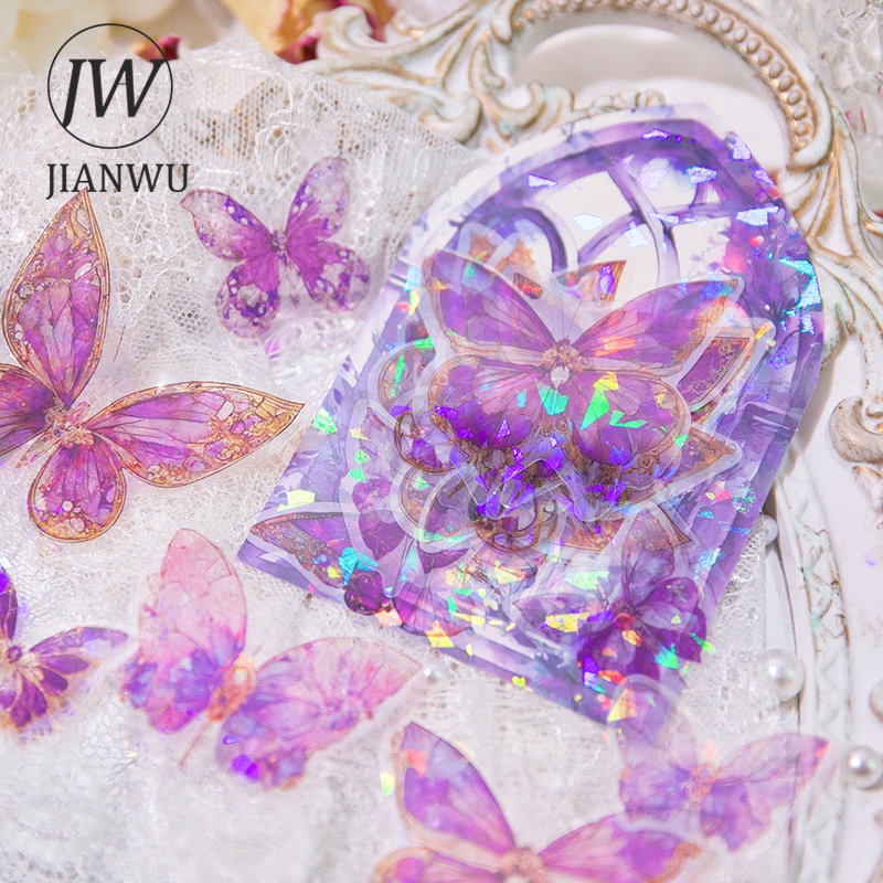 Set 30 Tấm Hình Dán PET Goo Họa Tiết Bướm Vintage Sáng Tạo DIY