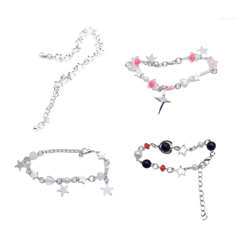 Vòng Tay Chuỗi Hạt Mặt Ngôi Sao Y2K Độc Đáo Thời Trang
