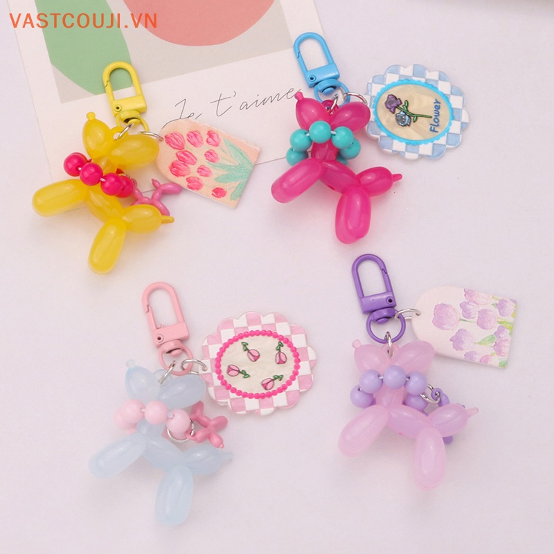 Móc Khóa Hình Chú Cún Và Bong Bóng Màu Kẹo Ngọt Thời Trang Cho Nữ