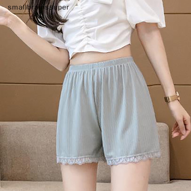 Quần Short Bảo Hộ An Toàn Bằng Lụa Phối Ren Xinh Xắn Thời Trang Mùa Hè Cho Nữ SBS