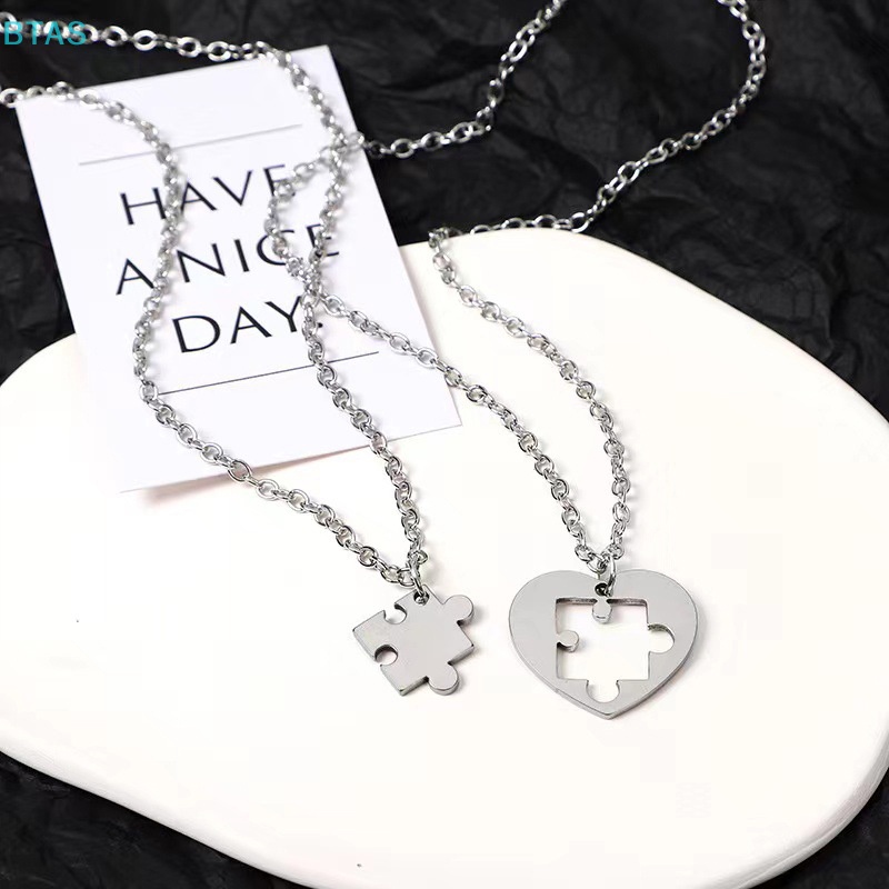 Set 2 Vòng cổ Ghép Hình Trái Tim Phong Cách Hip Hop Cho Cặp Đôi