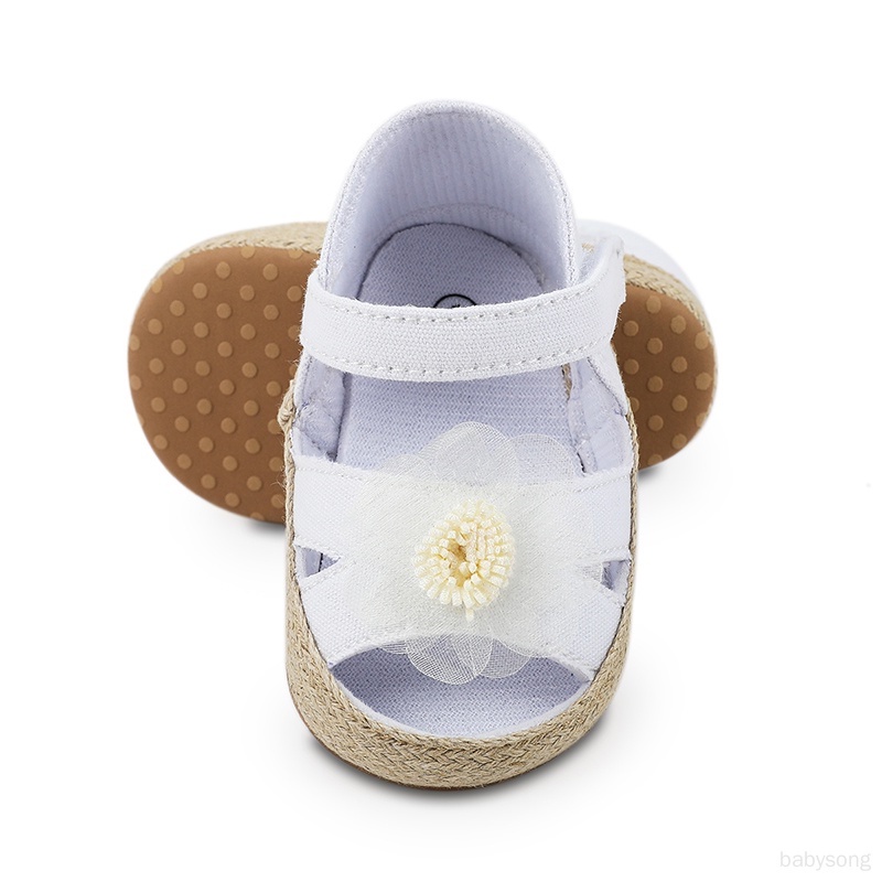 Giày Đế Mềm Chống Trượt Thoáng Khí Đính Hoa Xinh Xắn Dành Cho Bé Gái