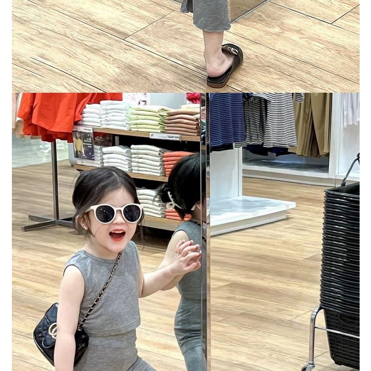 Bộ Áo Sát Nách + Quần Ống Loe Màu Trơn Dễ Phối Đồ Phong Cách Hàn Quốc Thời Trang Mùa Hè Cho Bé Gái