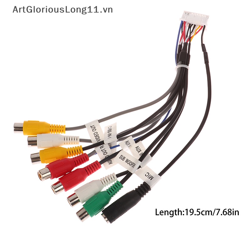 Dây Cáp Âm Thanh RCA 10 Trong 1 Thông Dụng Kèm Micro Cho Xe Hơi