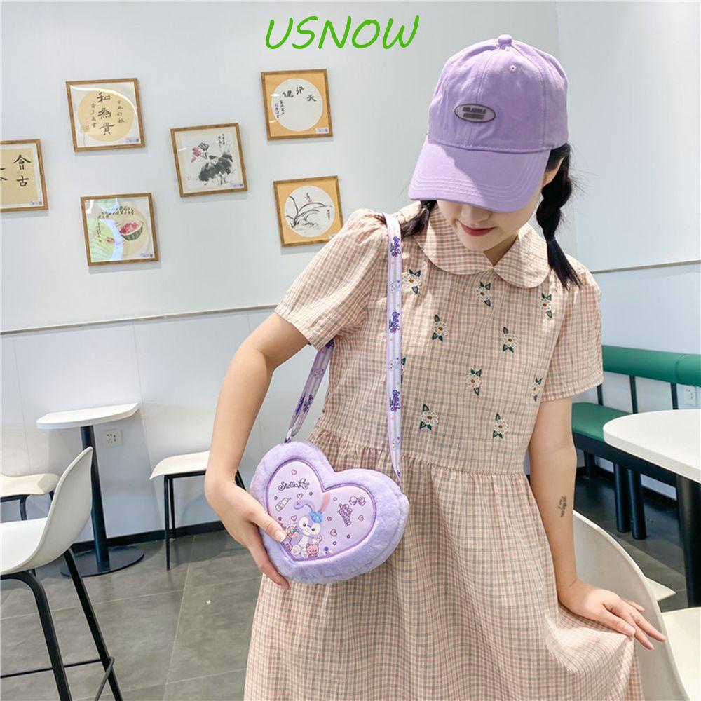 USNOW Túi Đeo Vai Họa Tiết Hoạt Hình Trái Tim Đơn Giản Dễ Thương Tùy Chỉnh Thời Trang Cho Bé Gái
