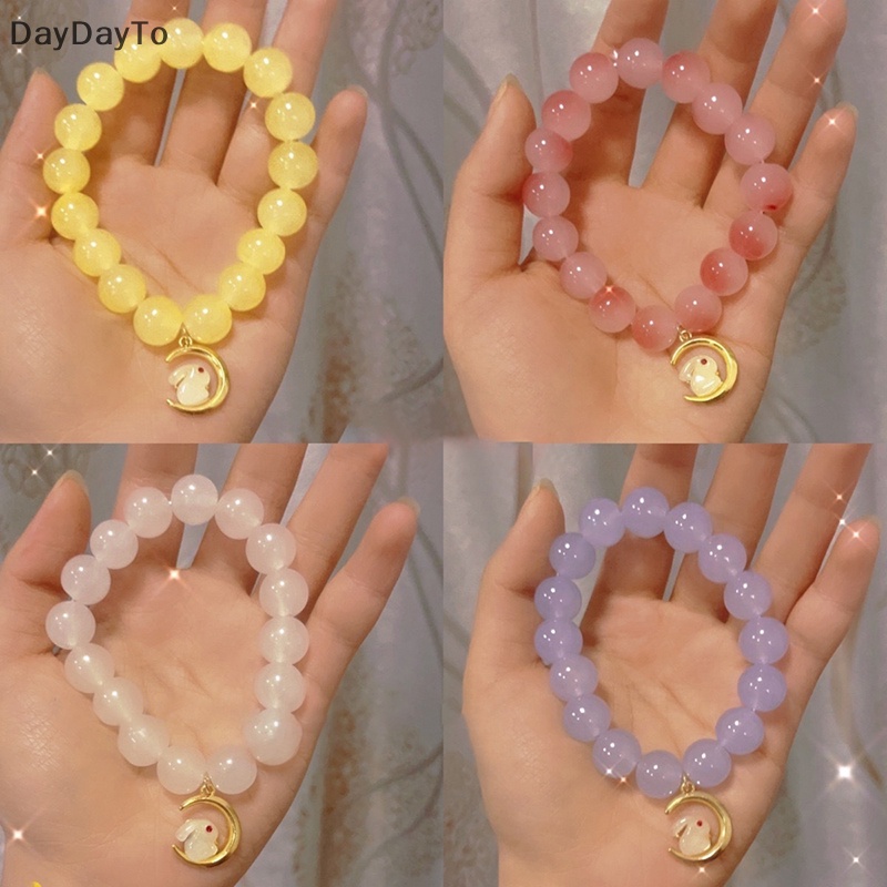 Vòng Đeo Tay Co Giãn Xâu Hạt Hình Thỏ Hoàng Đạo Trung Hoa Dễ Thương Có Thể Điều Chỉnh Cho Nữ