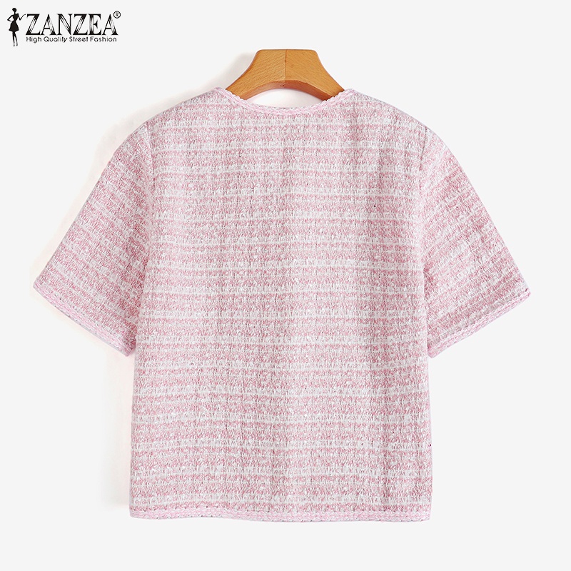 Zanzea Áo Nữ Tay Ngắn Cổ Tròn Thời Trang Thanh Lịch