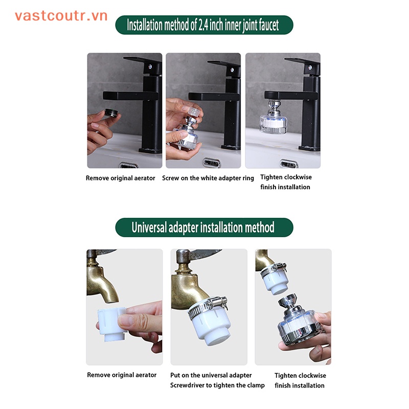 1 Chiếc Mũ Trùm Đầu COUTR 360 Độ 1 Cái°Đầu Lọc Gắn Vòi Nước Chống Bắn Tung Tóe Tiết Kiệm Nước Tiện Dụng