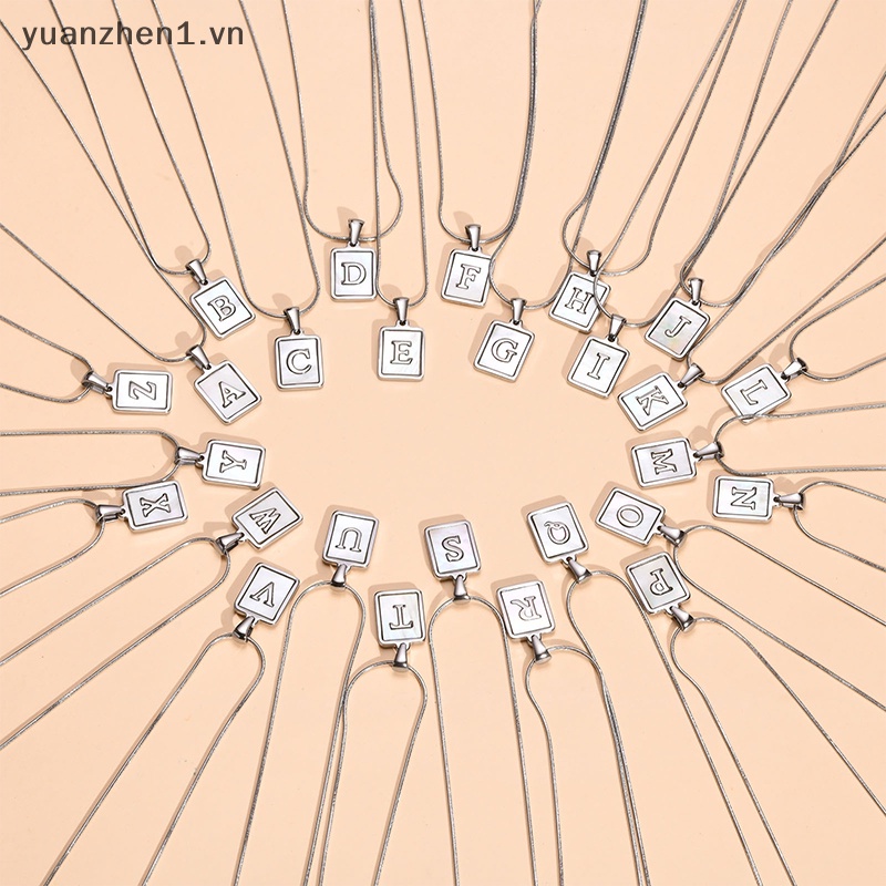 Vòng cổ Bằng Thép Không Gỉ Mặt Vuông Khắc Chữ A Đến Z Thời Trang Cho Nữ