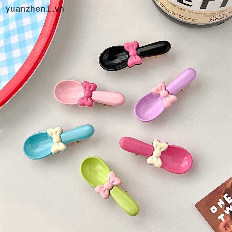 Kẹp Tóc Hình Chiếc Muỗng / Nơ Nhiều Màu Xinh Xắn Cho Nữ