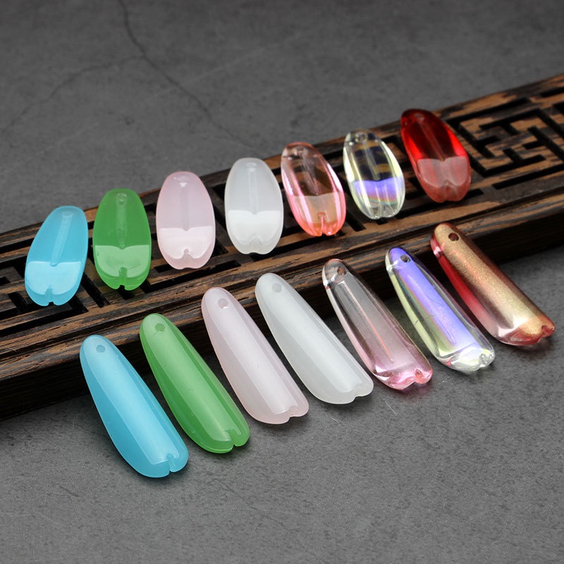 (1 cái)Cánh hoa cúc thủy tinh 9*24mm, Nguyên liệu làm trang sức cổ trang, Nguyên liệu diy