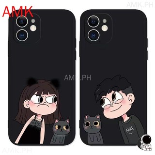  ốp lưng Vỏ AMK Samsung S24 S23 S22 S21 S20 FE S10 NOTE 10 20 LITE ULTRA PLUS A55 5G Cặp đôi trong suốt Người yêu cô gái giận dữ Bảo vệ ống kính bé trai và mèo Vỏ điện thoại chống sốc GNCMF 