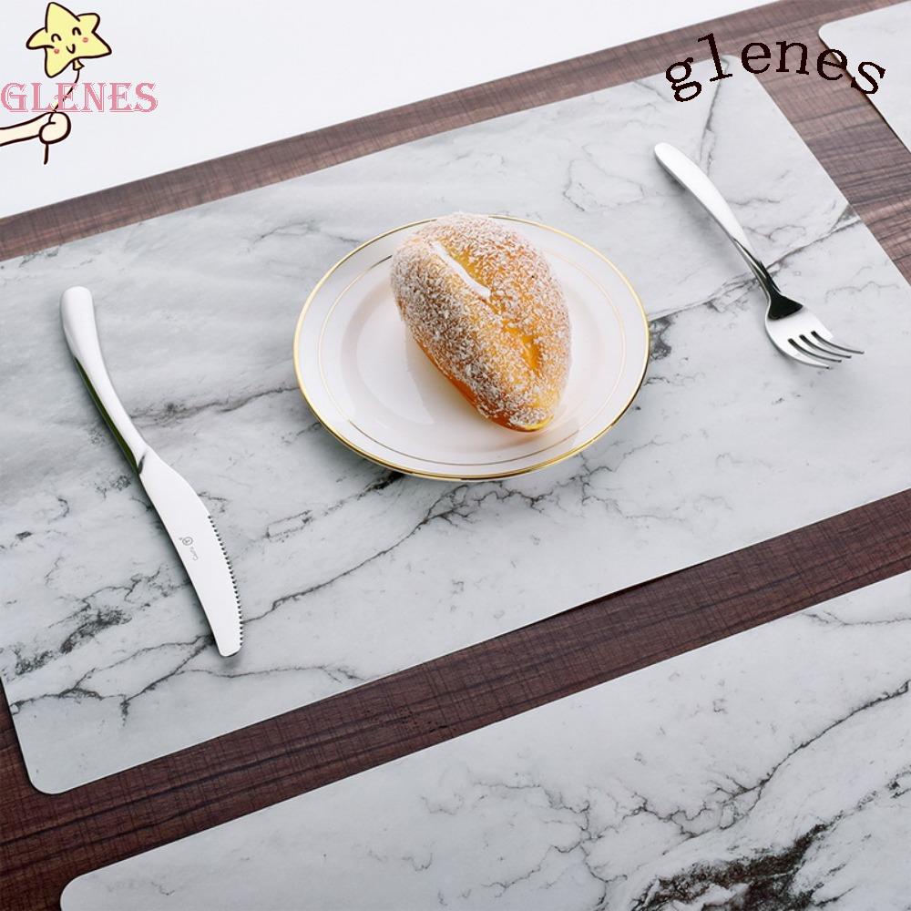 GLENES Thảm Lót Cốc Nước Bằng Da Họa Tiết Đá Hoa Cương Chịu Nhiệt Chống Thấm Nước Tiện Dụng