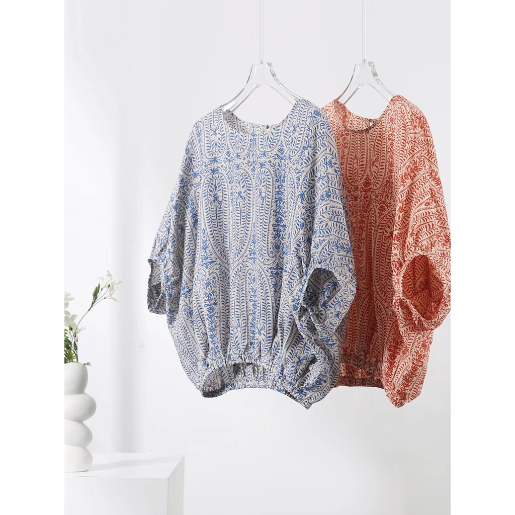 Áo Cánh Dơi Cổ Tròn Tay Loe Thắt Nơ Sau Lưng Thời Trang Mùa Hè Cho Nữ