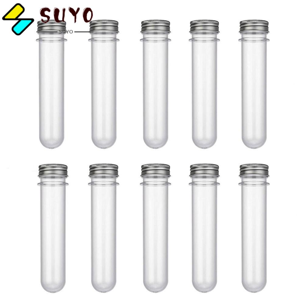 SUYO Bộ 10 Ống Nghiệm Khoa Học Bằng Nhựa Trong Suốt Kèm Nắp Nhôm Kích Thước 25X140Mm Chuyên Dụng Cho Thí Nghiệm Khoa Học