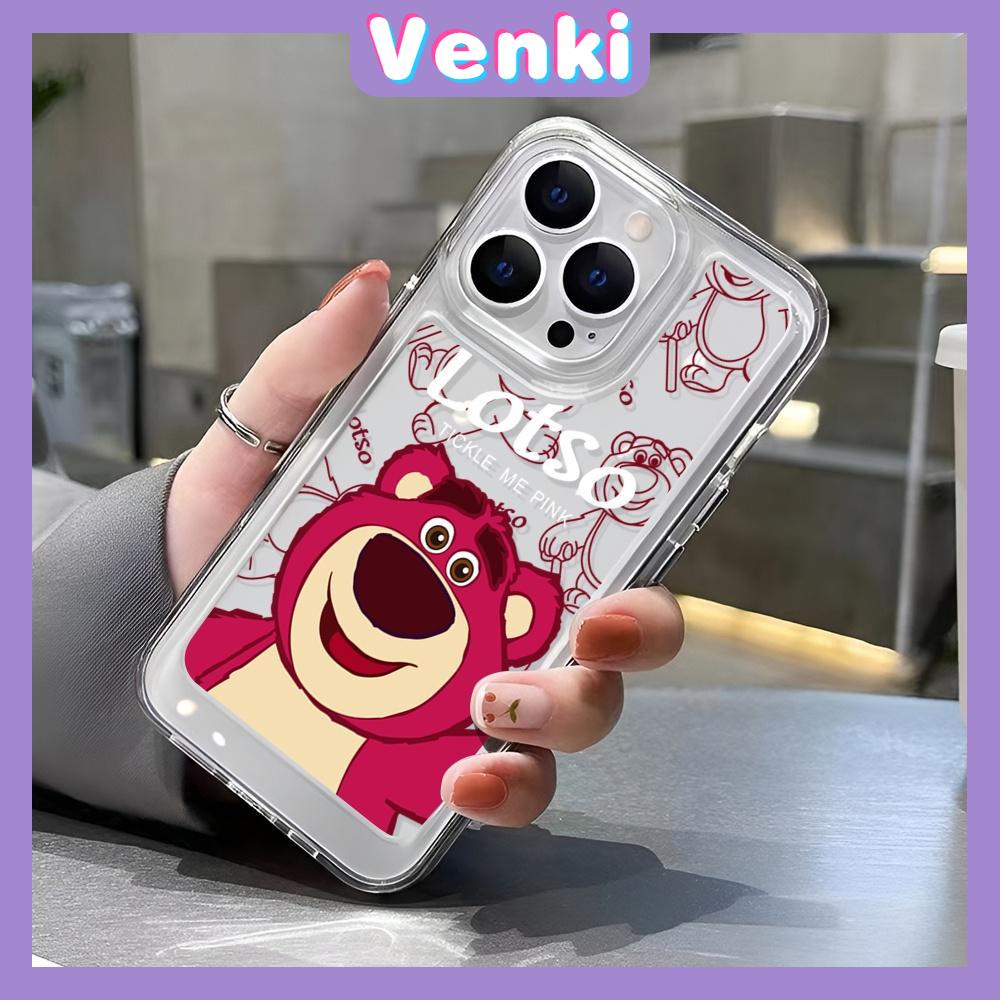 VENKI - Dành Cho Ốp Lưng iPhone 11 Vỏ Acrylic Cứng Trong Suốt Bảo Vệ Chống Sốc Camera Hoạt Hình Gấu Hồng Dễ Thương Tương Thích Với iPhone 14 13 Pro Max iPhone 12 Pro Max XR XS 7Plus 8Plus