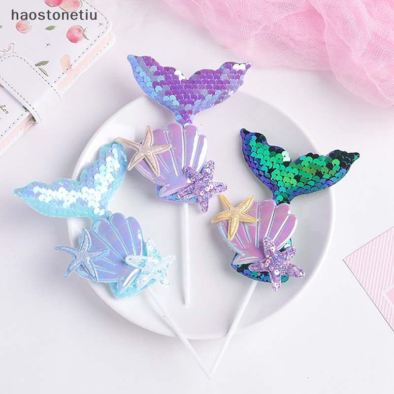 Que Cắm Trang Trí Bánh Kem Hình Vỏ Sò Lấp Lánh DIY