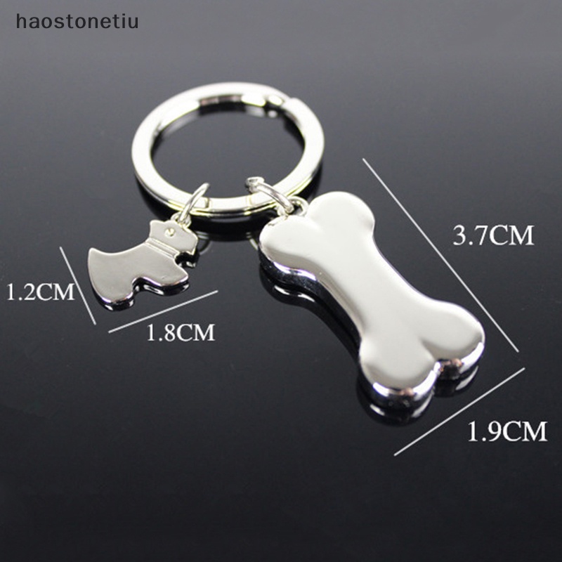 Ha Móc Khóa Xe Hơi Mặt Hình Khúc Xương Chó Và Động Vật Bằng Thép Không Gỉ Trang Sức n