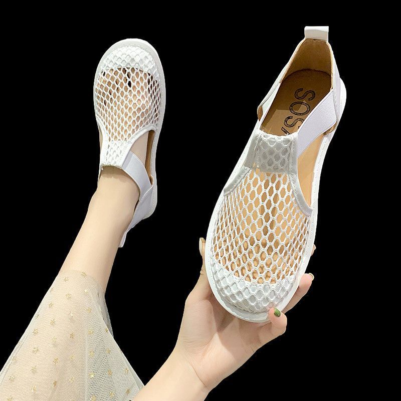 Giày Lười Đế Bằng Phối Lưới Thoáng Khí Thời Trang Cho Nữ