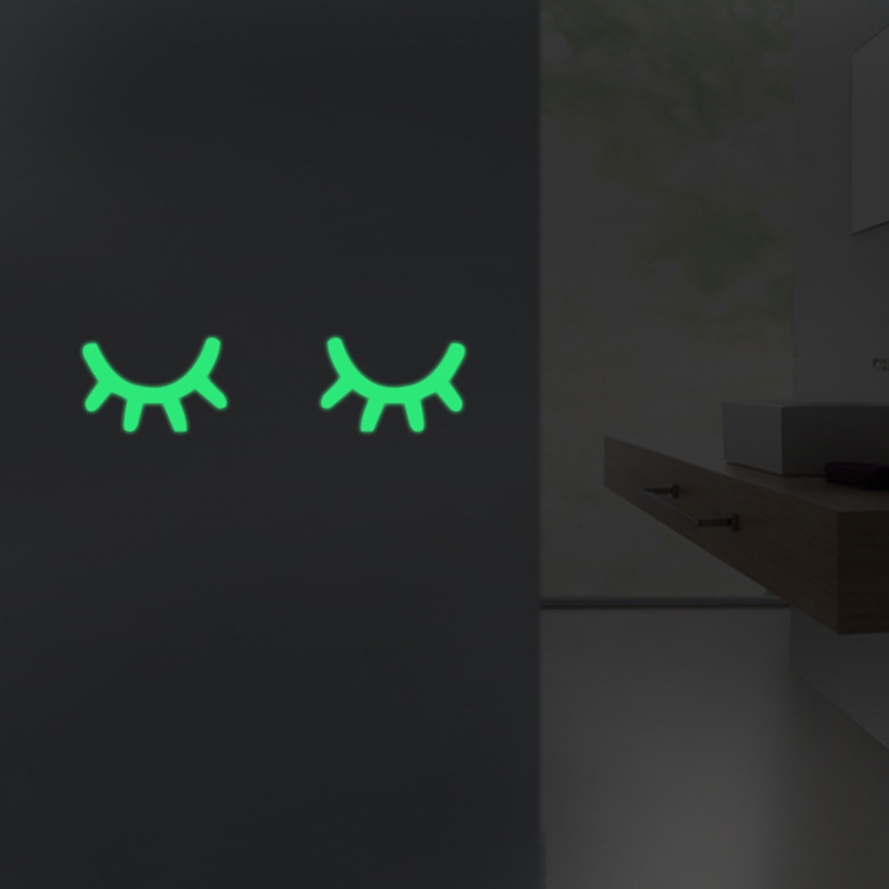 Set 2 Miếng Dán Tường Trang Trí Hình Lông Mi Dạ Quang DIY Dễ Thương