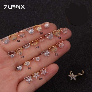 7uanX 1 Khuyên Xỏ Sụn Tai Bằng Đồng Đính Đá Zircon 5mm
