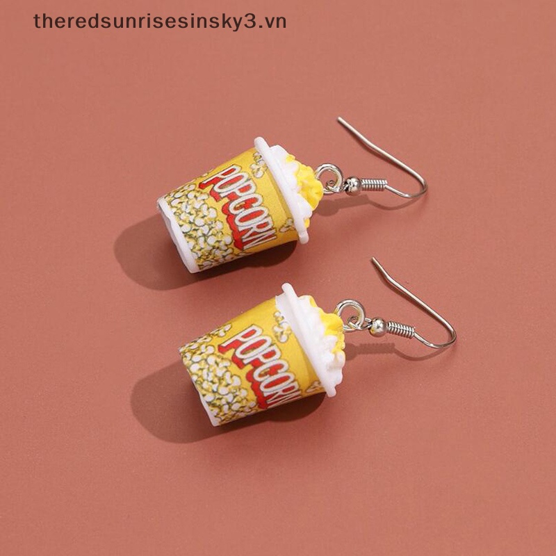 Bông Tai Hình Bắp Rang 3D Bằng Resin Vui Nhộn Thời Trang Cho Nữ