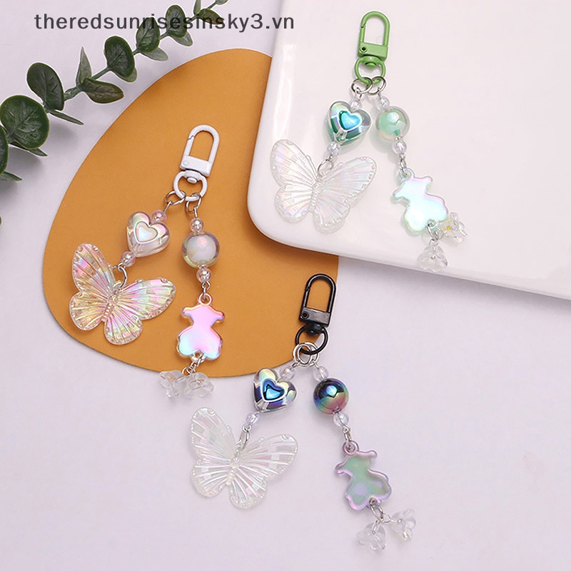 # # Móc Khóa Acrylic Màu Gradient Họa Tiết Bướm Nhỏ Trong Suốt Tươi Tắn Thời Trang Trang Trí Túi Xách