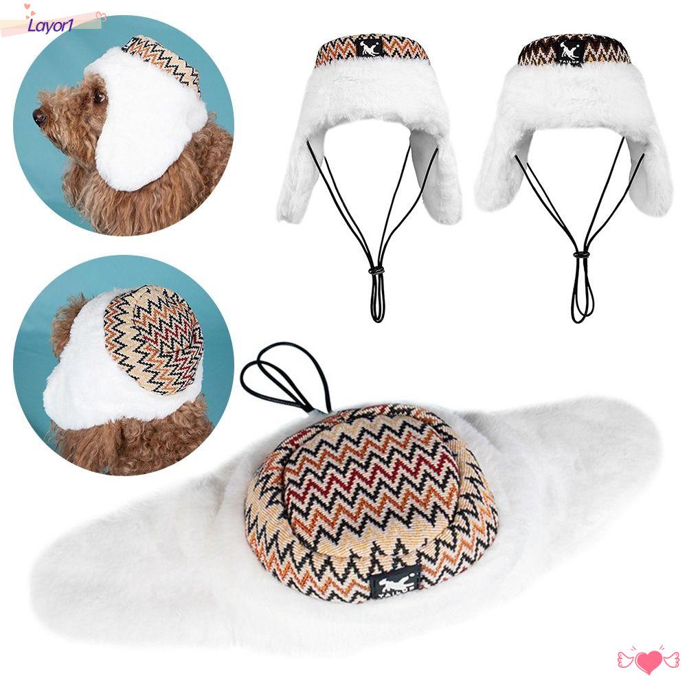 LAYOR1 Mũ Trùm Đầu Giữ Ấm Kiểu Dây Rút Dễ Thương Cho Thú Cưng