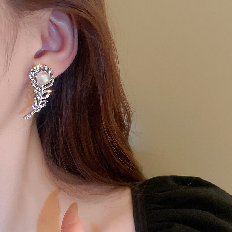 Khuyên Tai Bạc Hình Lông Vũ Thời Trang Dành Cho Nữ