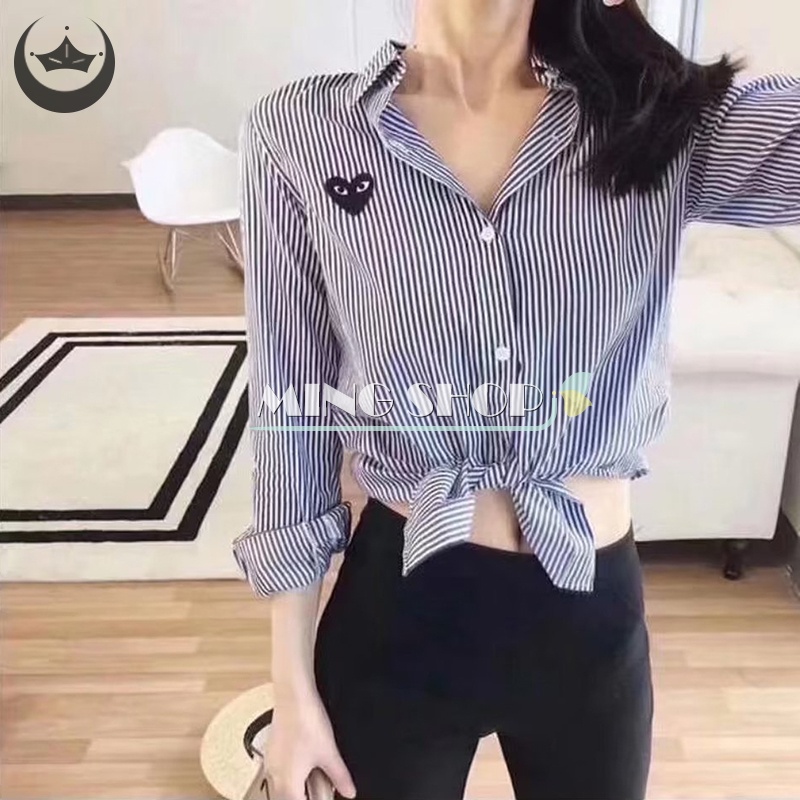 Áo Sơ Mi Dài Tay Họa Tiết Sọc Dọc Thời Trang Dành Cho Nữ