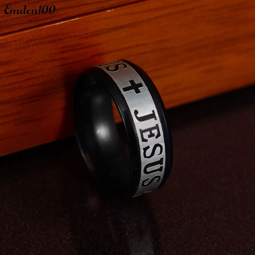 Nhẫn Thép Không Gỉ Khắc Chữ Jesus Thời Trang Unisex