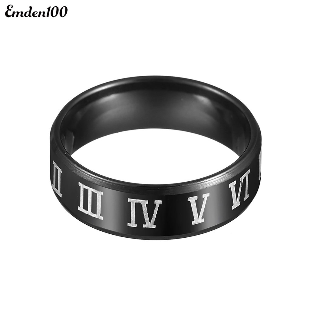 Nhẫn Đeo Tay Bằng Thép Không Gỉ In Chữ Số La Mã Sang Trọng Cho Nam