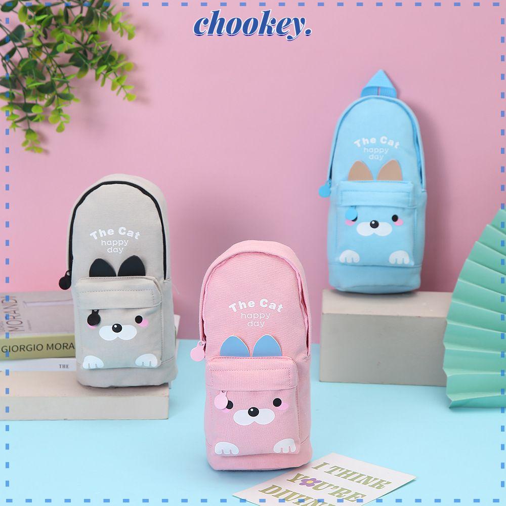 CHOOKEY Túi Đựng Bút Vải Canvas Họa Tiết Hoạt Hình Dễ Thương