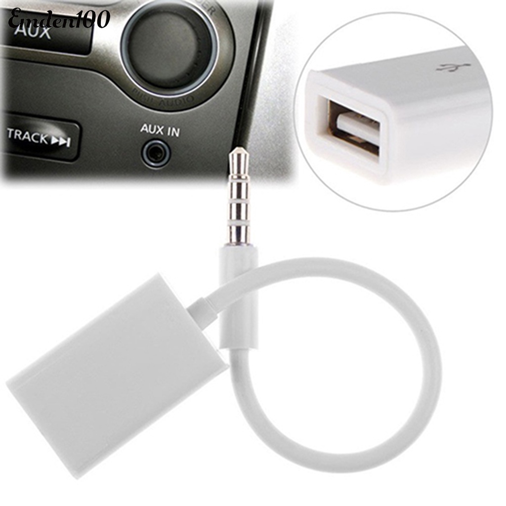 Dây Cáp Âm Thanh Chuyển Đổi Đầu Cắm 3.5mm AUX MP3 Sang Cổng USB 2.0 Cho Xe Hơi