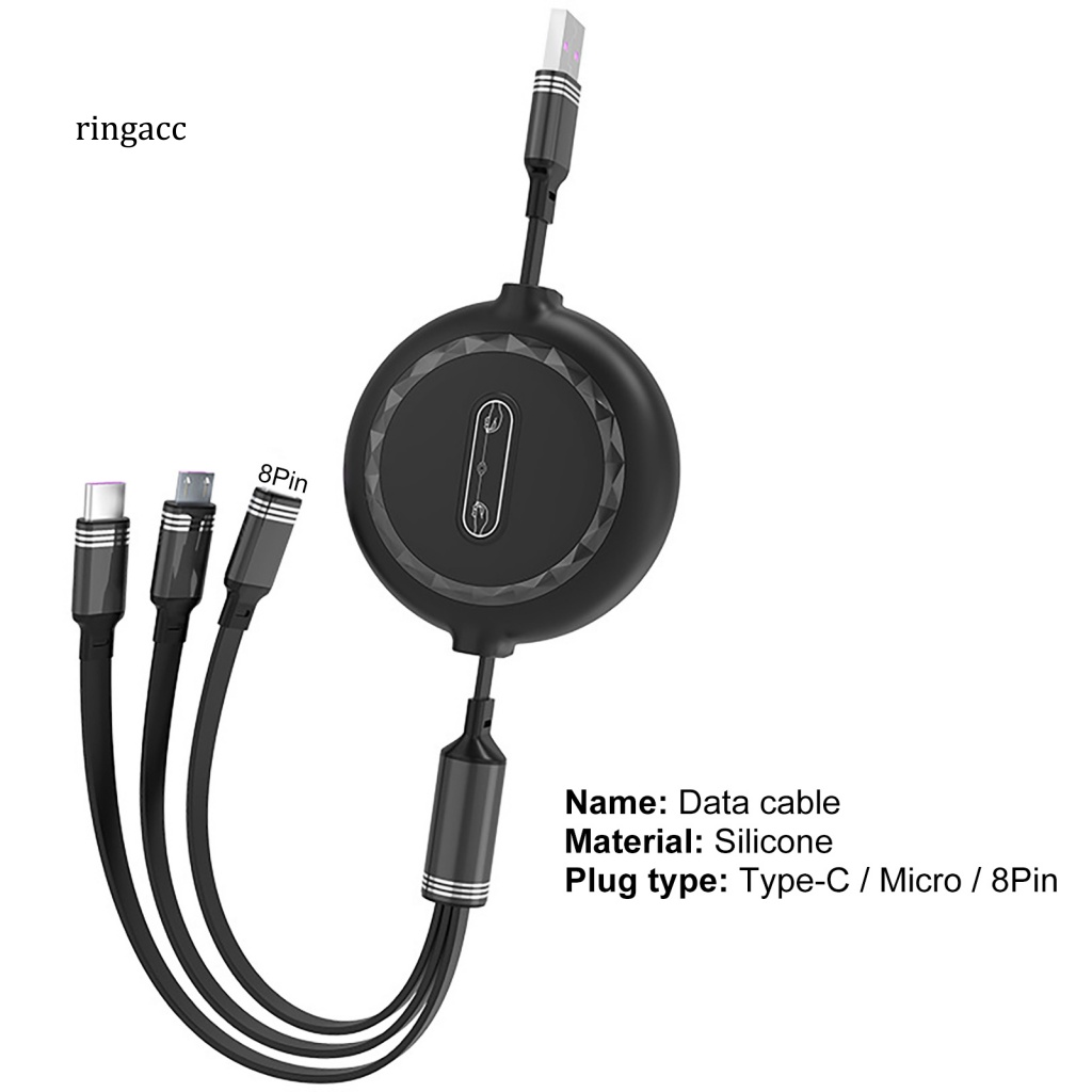 Dây Cáp Sạc / Truyền Dữ Liệu 3 Trong 1 8-pin Micro USB Type-C Bằng Silicone