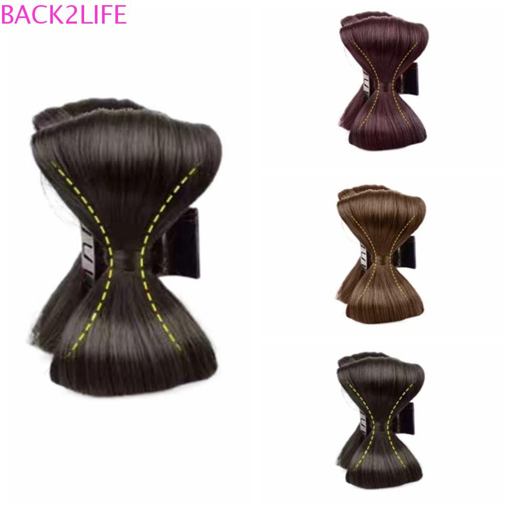 BACK2LIFE Búi Tóc Giả Thẳng Bằng Sợi Tổng Hợp Màu Đen Cách Nhiệt Dành Cho Nữ