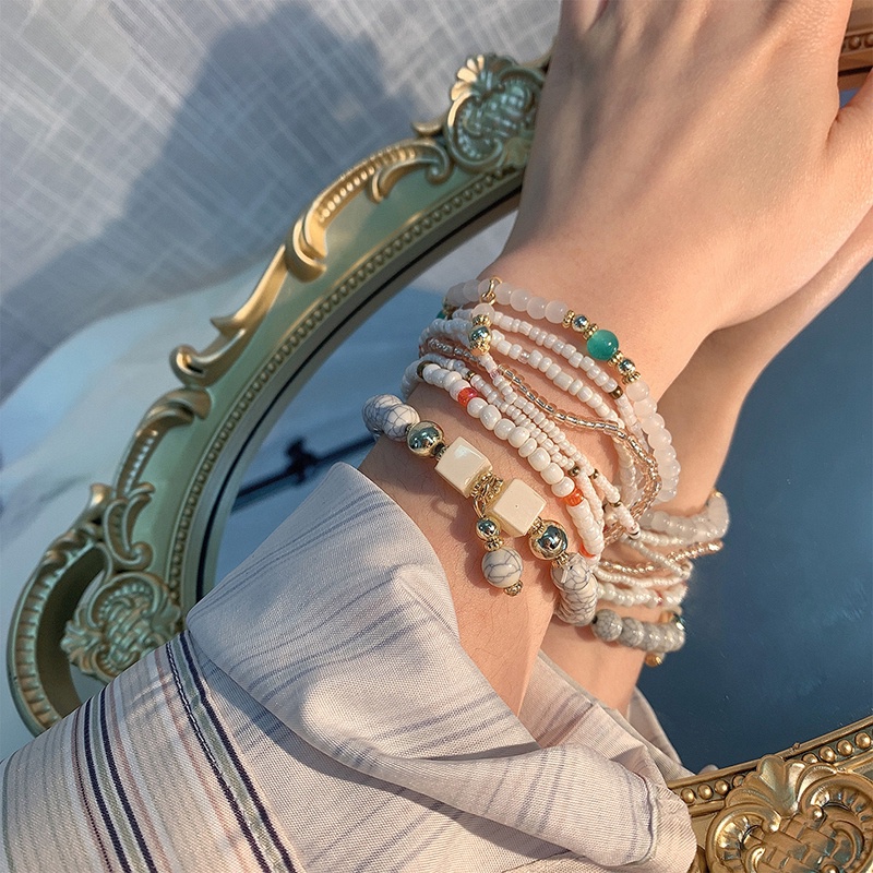 Vòng Tay Nhiều Lớp Đính Đá Tua Rua Thời Trang Cho Nữ