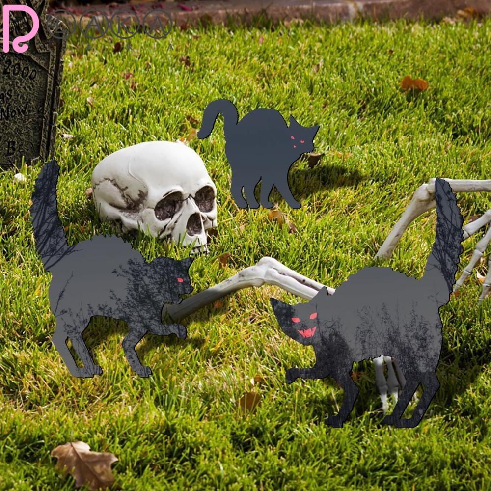 LAKAMIER 1 / 3 Phụ Kiện Trang Trí Sân Vườn Hình Mèo Đen Đáng Sợ Chống Thấm Nước