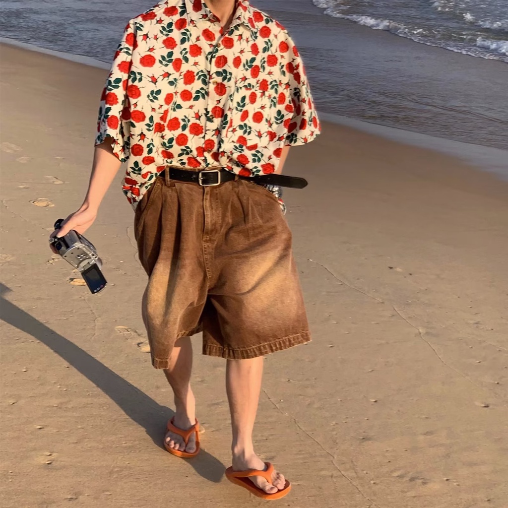 Áo Thun Tay Lỡ Cổ Tròn Thời Trang Mùa Hè Phong Cách Hàn Quốc Cho Nam