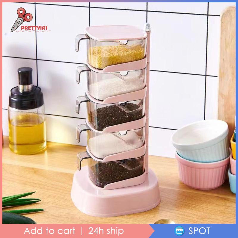 Hộp Đựng Gia Vị Trong Suốt Có Thể Xoay Chiều Dọc Tiện Dụng Cho Nhà Bếp