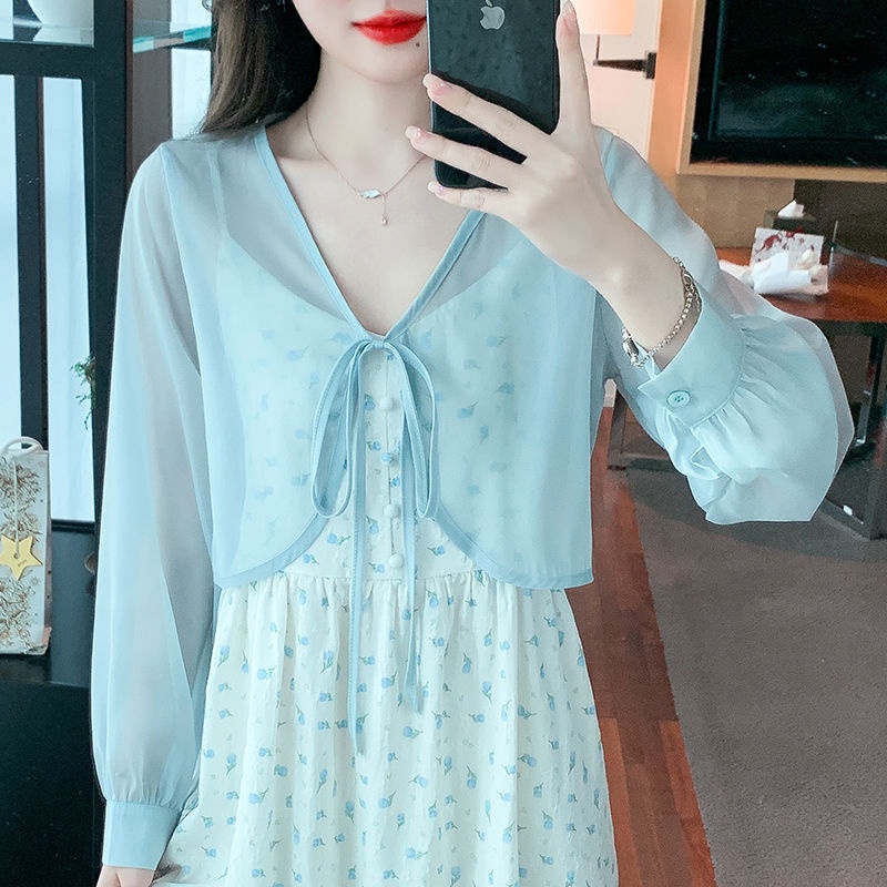 Áo Khoác Cardigan Chiffon Dài Tay Chống Nắng Thời Trang Mùa Hè Cho Nữ