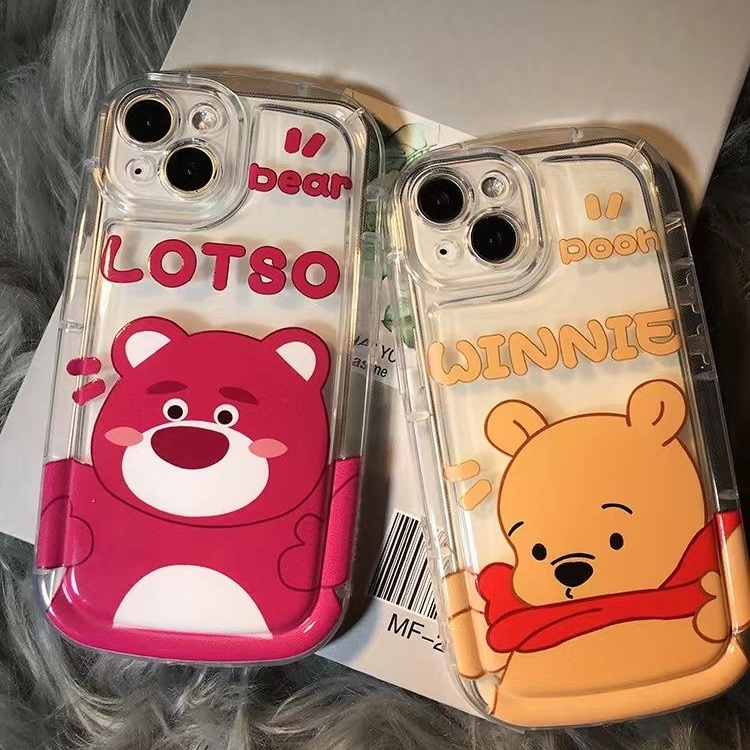 Ốp lưng iphone Gấu Strawberry và gấu Pooh trong suốt chống rung bảo vệ camera xà phòng Cho Iphone 6 / 6S / 6splus / se / 7 / 7plus / 8 / 8plus / X / xs / xsmax / 11 / 12 / 13 / 14 / Plus / Pro / Pro Max-431