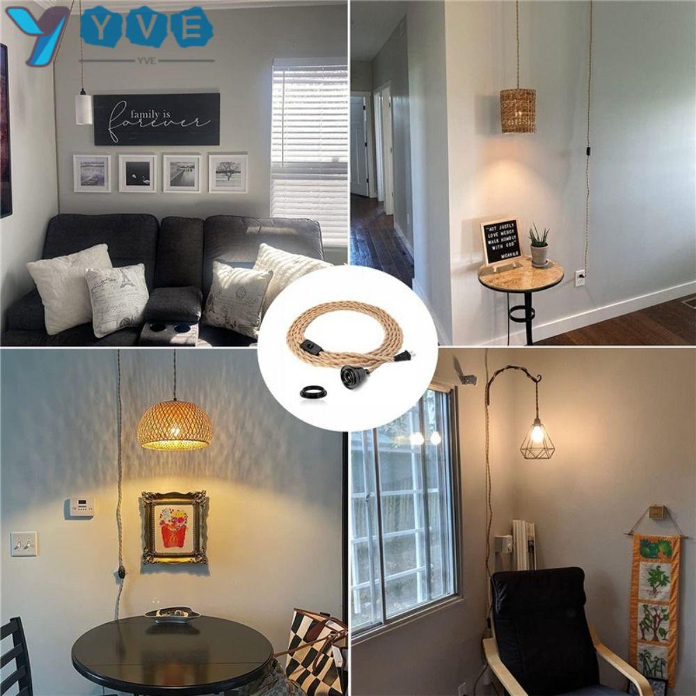 YVE Dây Đế Đèn Treo 2M 3M Phích Cắm EU Kèm Công Tắc Tiện Dụng
