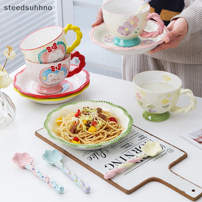 1 Muỗng Sứ Tay Cầm Dài Vẽ Hình Cây Kem Dễ Thương hhno