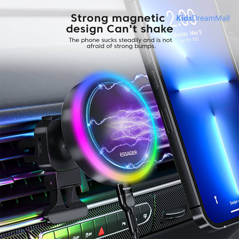 Giá Đỡ SạC Không Dây 15W RGB Cho Xe Hơi