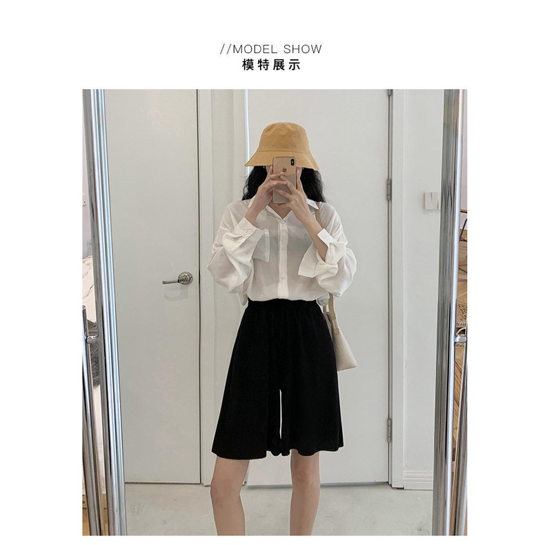 Quần Short Lụa Lạnh Dáng Rộng Lưng Cao Phong Cách Hàn Quốc Thời Trang Mùa Hè Hàng Mới Dành Cho Nữ