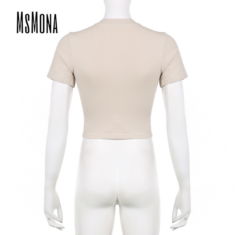 Áo Thun Tay Ngắn Cổ Tròn Màu Trơn Dáng Ôm Thời Trang 2023 Cho Nữ