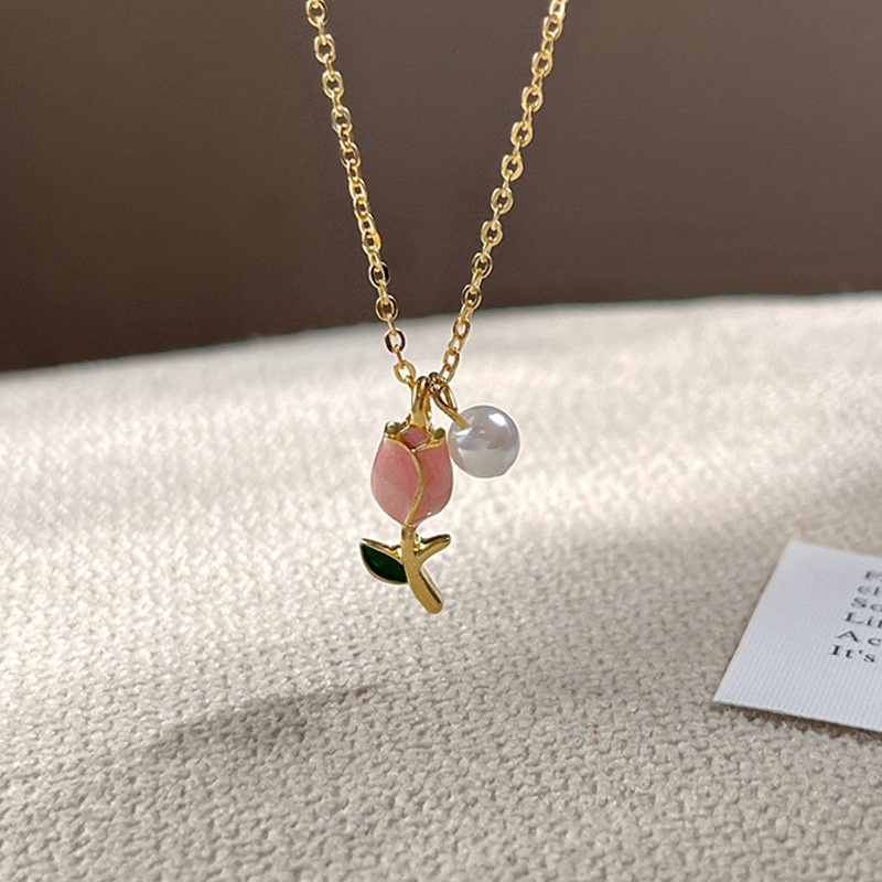 Vòng cổ Chuỗi Hạt Ngọc Trai Hình Hoa Tulip Cao Cấp Sang Trọng Cho Nữ