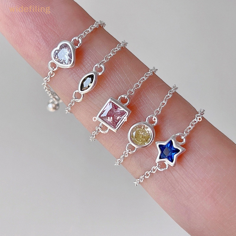 Nhẫn Đính Hôn Mạ Vàng / Bạc 2K Đính Đá Zircon Hình Trái Tim Thời Trang Có Thể Điều Chỉnh Cho Nữ